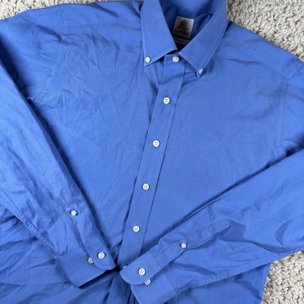 Bernard Weatherill Mens Button Up Shirt 16.5 Blue Savile Row Cotton Designer